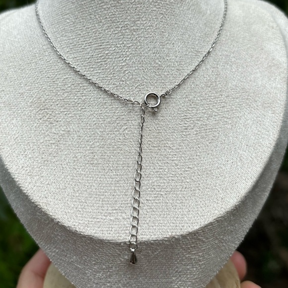 18K White Gold Plated Stainless Steel Multi Color Diamond Heart Necklace - Picture 7 of 7